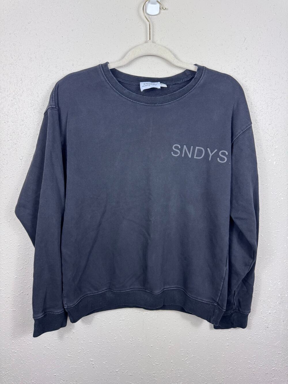 Revolve SNDYS Everyday Charcoal Black Logo Crewneck Size 4